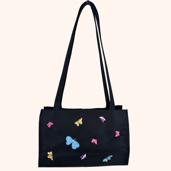 Vintage Embroidered Butterfly Shoulder Bag - Picture 1 of 5